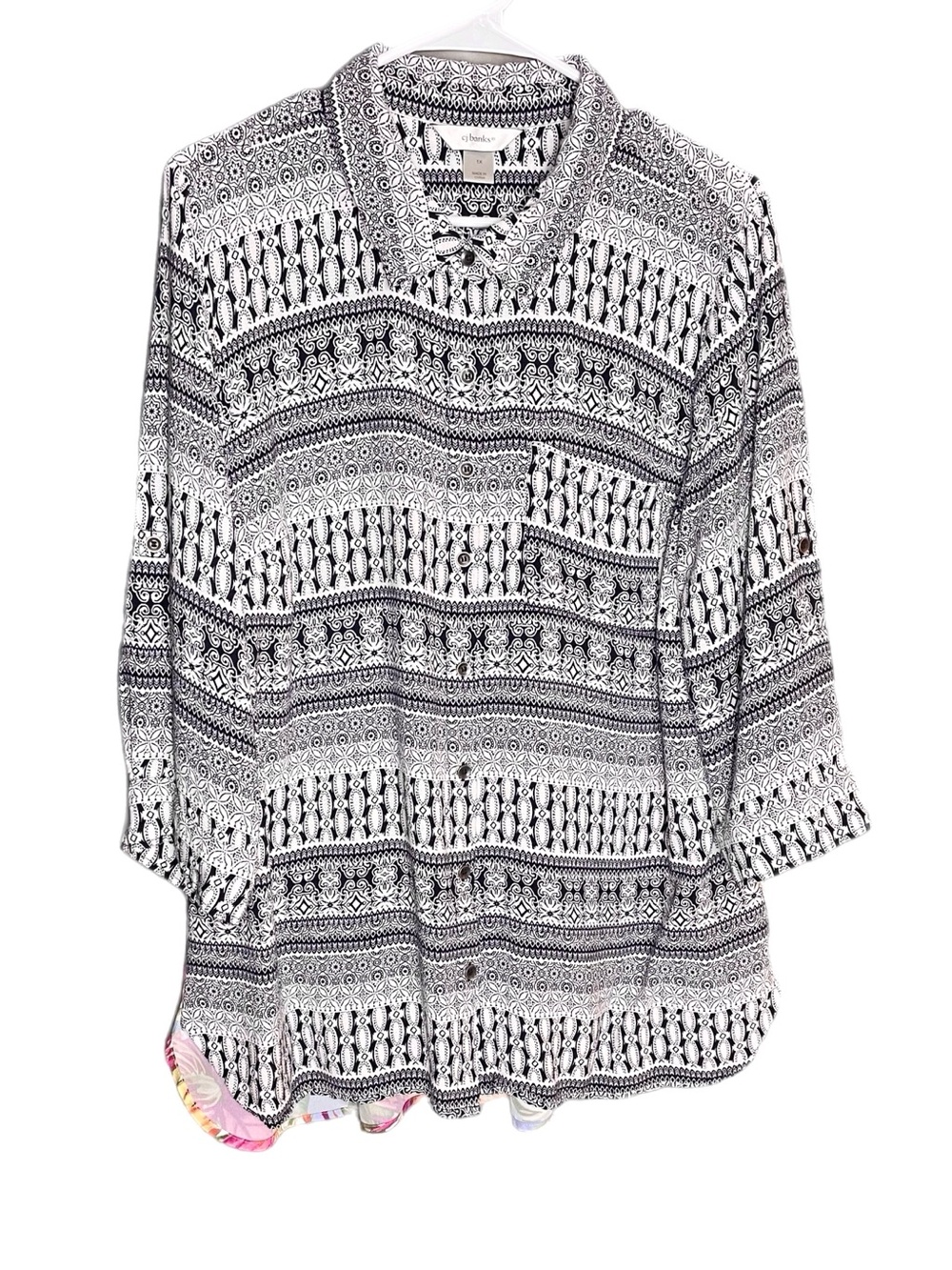 CJ Banks Button Up Rayon Blouse Size 1X